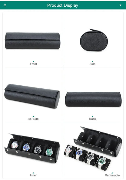 4 slot watch box for men leather watch display case