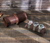 Leather watch travel case for men 3 slot watch roll organizer