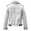 White Shearling Leather Jacket for Men with Fur