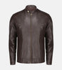 minimal leather jacket mens brown zipper design