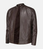 minimal leather jacket mens brown zipper design