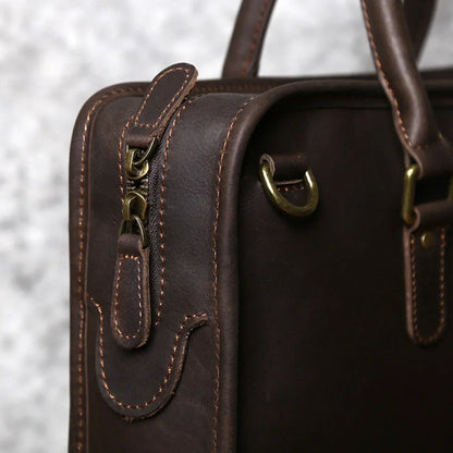 Handmade leather messenger bag for men
