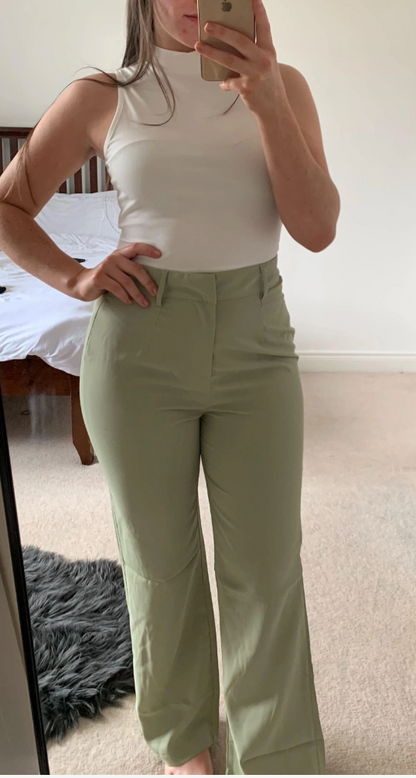 Mint Green Women Straight Leg Pant