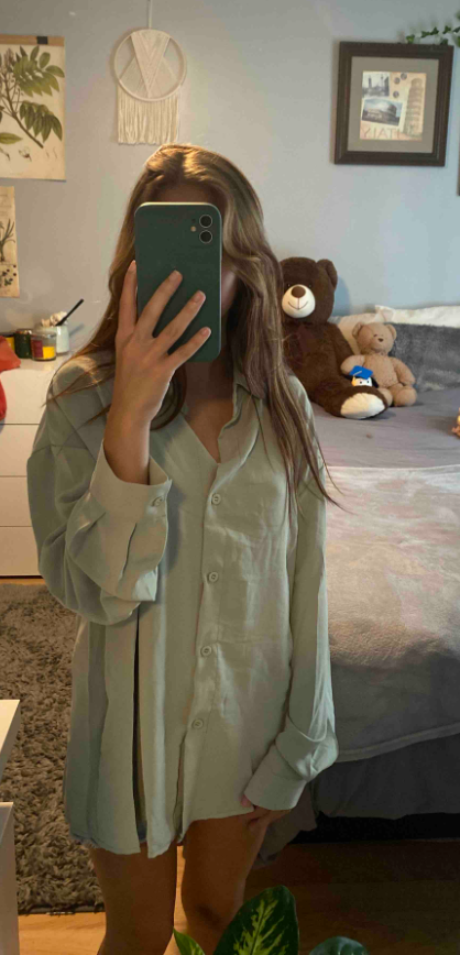 Mint Green Drop Shoulder Shirt Women