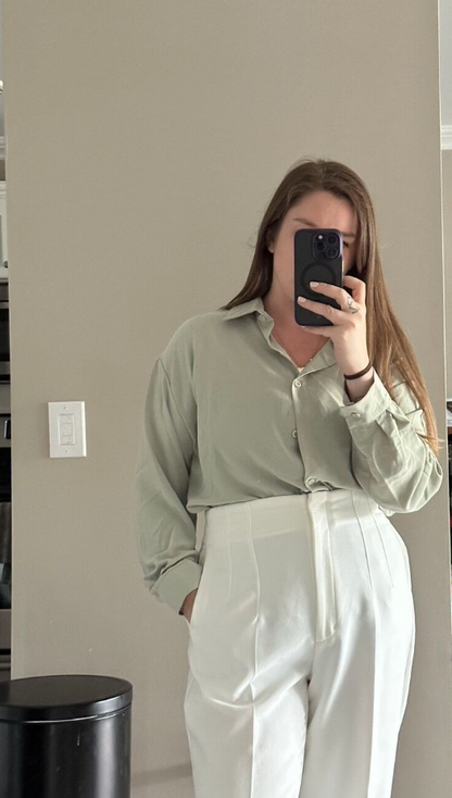 Mint Green Drop Shoulder Shirt Women