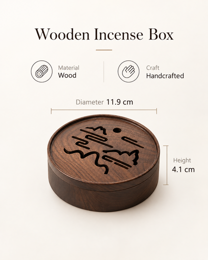 Wooden Incense Burner with Decorative Lid for Coil Use