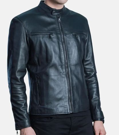minimalist leather jacket mens black
