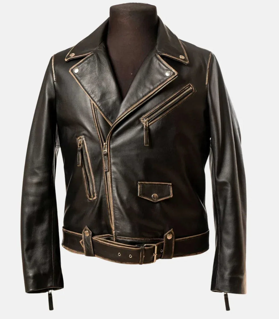 Mens Brown Biker Leather Jacket – Cafe Racer Style Jacket