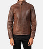 Modern leather jacket mens brown cowhide