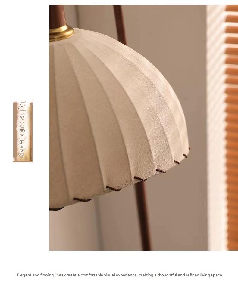 retro wood floor lamp with side shelf lighting