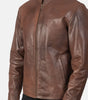 Modern leather jacket mens brown cowhide