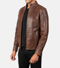 Modern leather jacket mens brown cowhide