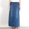 Blue High Waist Maxi Denim Skirt Without Slit