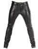 Leather Biker Pants Men Genuine Real Leather Trousers