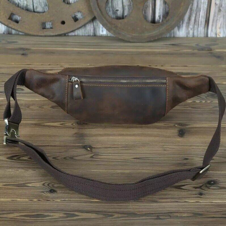 Leather Bum Bag Men Genuine Leather Waist Chest Crossbody Bag