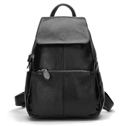 Genuine leather backpack women compact purse black