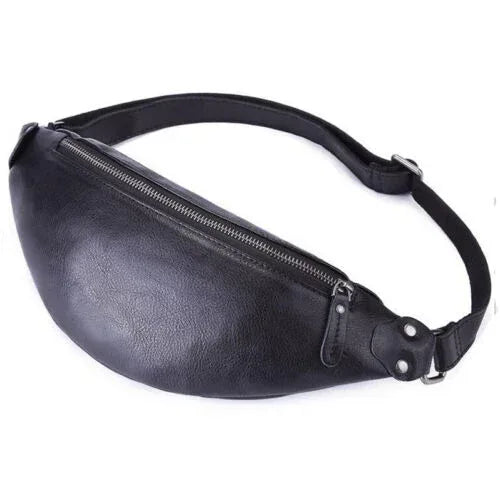 Genuine Leather Waist Bag Cowhide Leather Belt Bag for Men Number 3