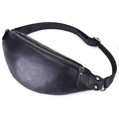 Genuine Leather Waist Bag Cowhide Leather Belt Bag for Men Number 3