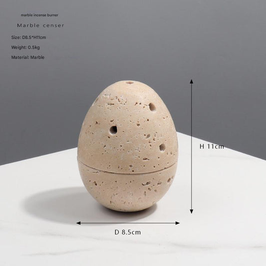 Natural Marble Incense Burner Egg Shape