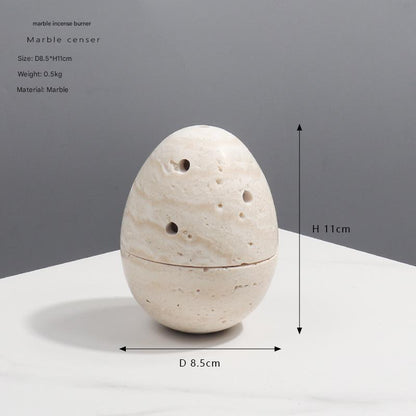 Natural Marble Incense Burner Egg Shape