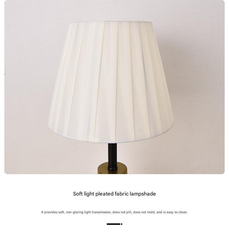 Nordic pleated fabric bedside table lamp