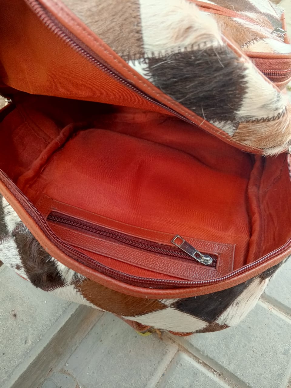 Small Cowhide Backpack Patchwork