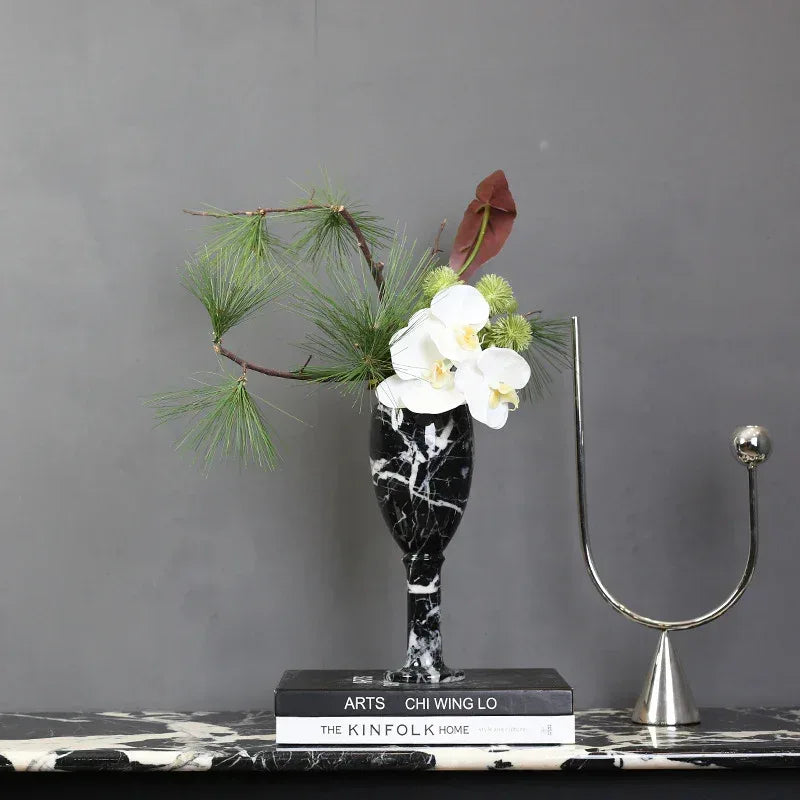 Black and White Marble Vase for Living Room Decor