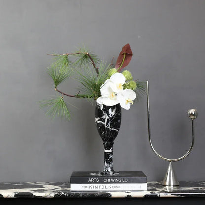 Black and White Marble Vase for Living Room Decor