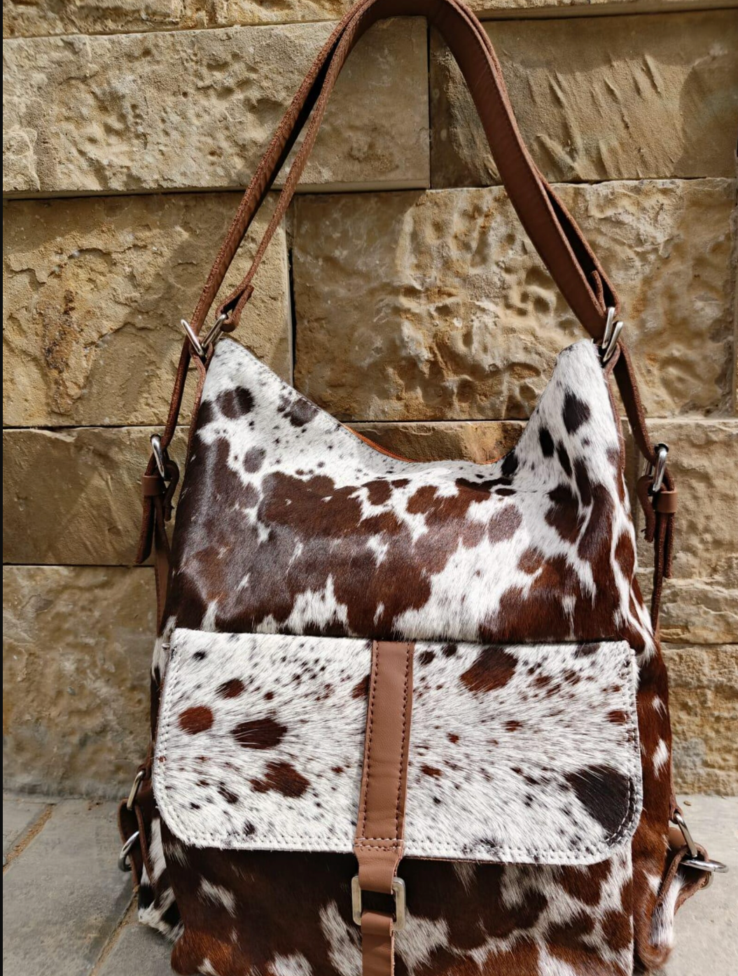Cowhide backpack purse shoulder bag