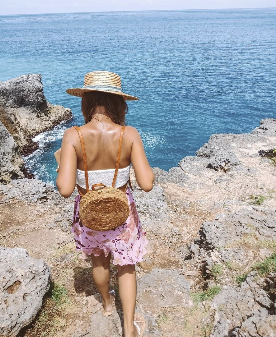 Rattan Round Backpack Traditional Hand woven in Bali Back Pack Bag