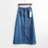 Blue High Waist Maxi Denim Skirt Without Slit
