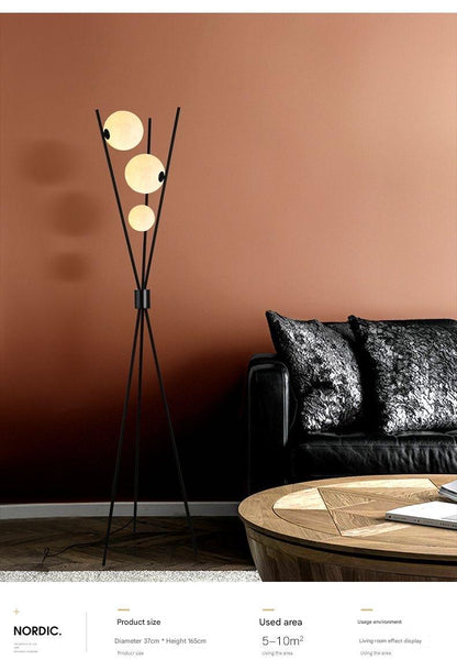 Nordic tripod moon globe floor lamp warm ambient lighting