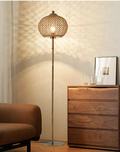 Boho floor lamps bamboo rattan standing floor lamp