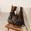 Oversized Leather Tote Bag for Women with Exterior Zip Pocket