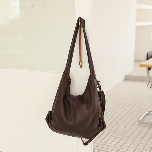 Oversized Leather Tote Bag for Women with Exterior Zip Pocket 1