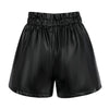 Genuine Leather Shorts Women Loose Wide Leg Cropped