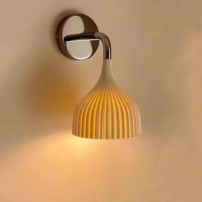 Modern Pleated Bedroom Wall Light Fixture Pale Yellow