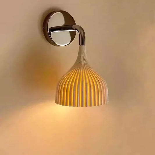 Modern Pleated Bedroom Wall Light Fixture Pale Yellow