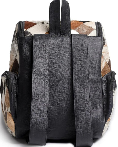 cowhide patchwork backpack leather