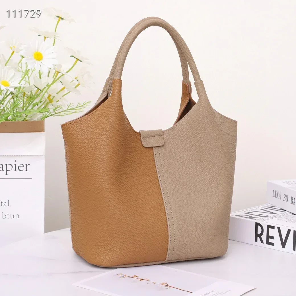 Pebbled Leather Tote Bag with Detachable Crossbody Strap 1