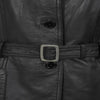 Women Black Leather Genuine Long Coat