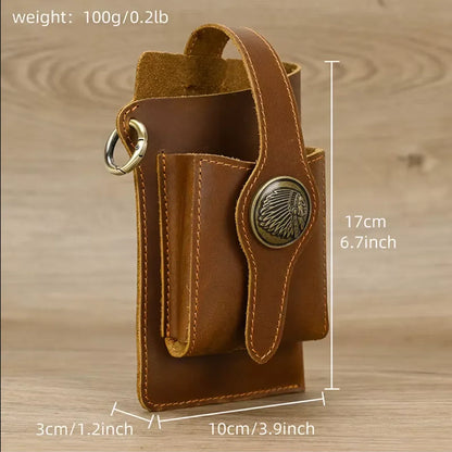 Leather Phone Belt Pouch with Key Ring and Belt Loop