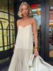 Ivory backless pleated maxi dress