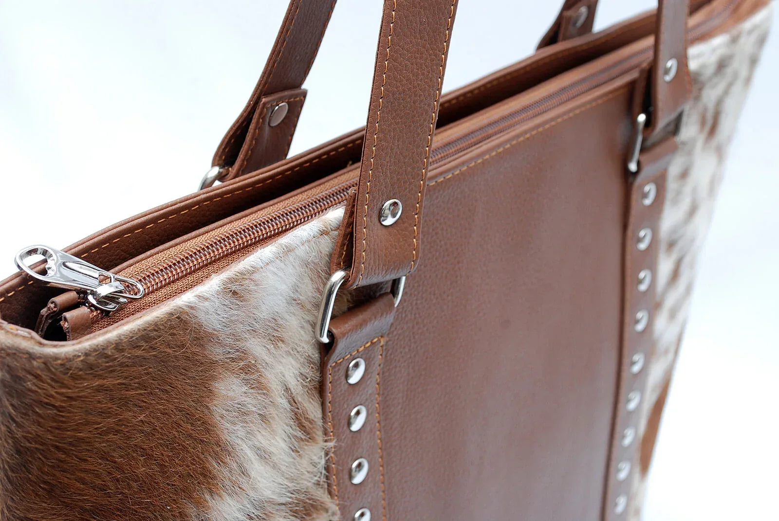 Cowhide Tote Bag Light Brown Leather Handbag Women