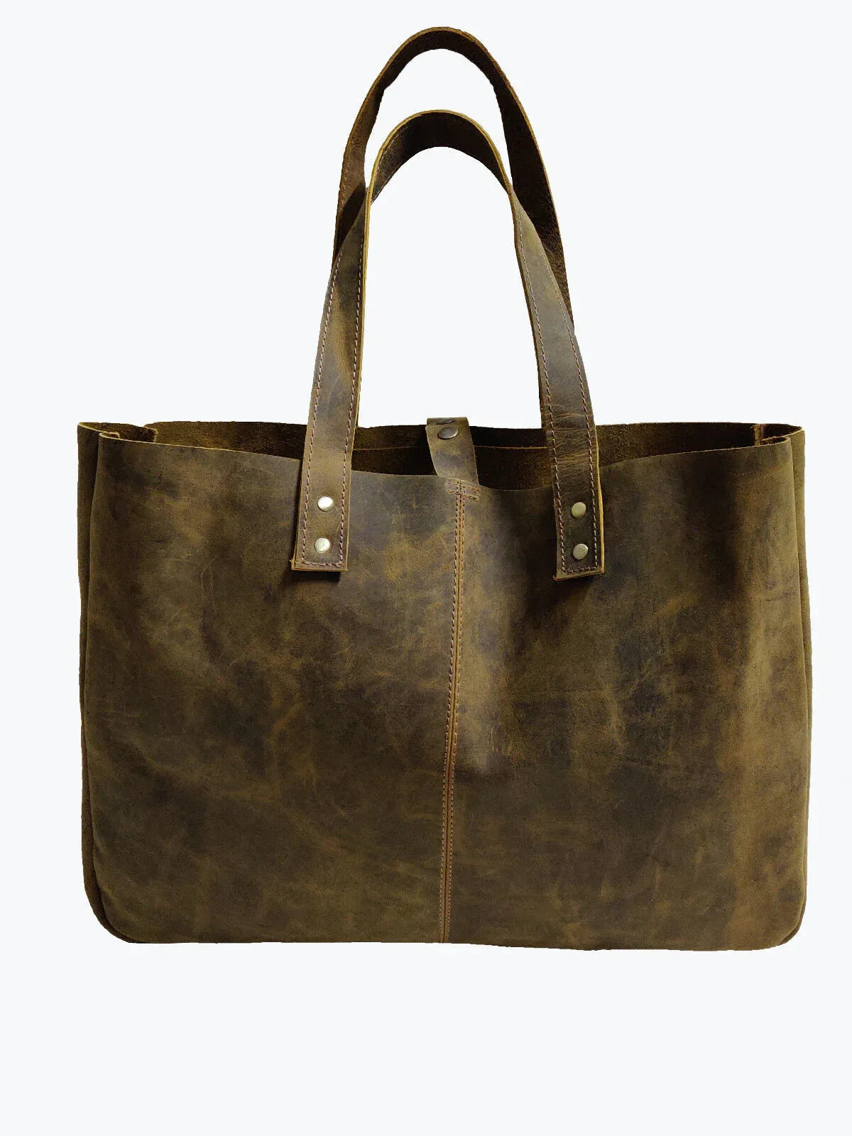 Real leather tote bag women large shoulder work bag