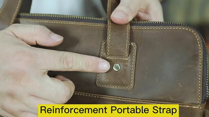 Coffee Brown Leather Office Messenger Bag