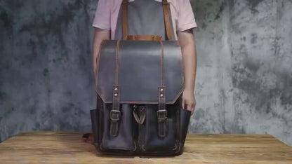 Genuine leather Rucksack Retro Style