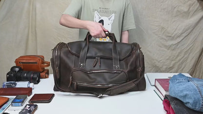 Genuine Leather Duffle Bag Mens Travel Overnight Gym Bag