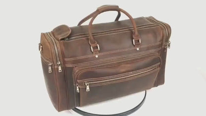 leather carryon weekender bag