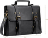 Black leather messenger bag for women